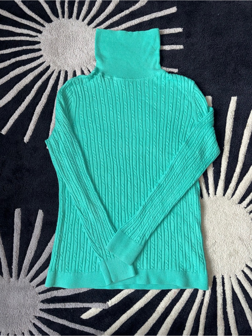 Talbots Aqua Cable-Knit Turtleneck Sweater